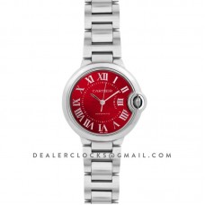 Ballon Bleu de Cartier 33mm Red Dial on Steel Ballon Bleu de Cartier 33mm Red Dial on Steel