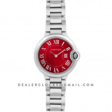 Ballon Bleu de Cartier 33mm Quartz Red Dial on Steel Ballon Bleu de Cartier 33mm Quartz Red Dial on Steel