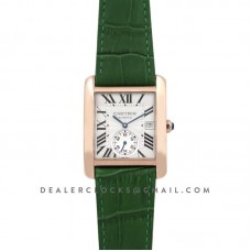 Tank MC Watch in Rose Gold on Green Leather Strap Tank MC Watch in Rose Gold on Green Leather Strap
