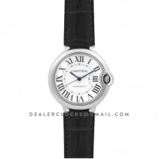 Ballon Bleu de Cartier 36mm White Dial in Steel on Black Leather Strap Ballon Bleu de Cartier 36mm White Dial in Steel on Black Leather Strap