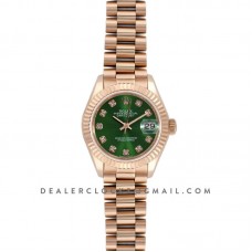 Ladies Datejust 279175 Olive Green Dial with Diamond Markers in Rose Gold