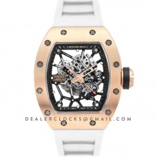 RM 035-02 Black Toro Americas in Rose Gold on White Rubber Strap