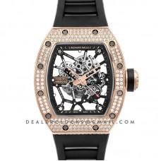 RM 035-02 Black Toro Americas in Rose Gold with Diamond Bezel on Black Rubber Strap