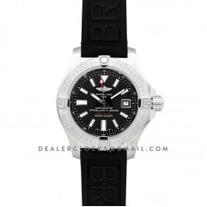 Avenger II Seawolf Black Dial in Steel on Rubber Strap Avenger II Seawolf Black Dial in Steel on Rubber Strap