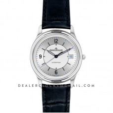Master Control Date Silver Dial in Steel on Blue Leather Strap Master Control Date Silver Dial in Steel on Blue Leather Strap