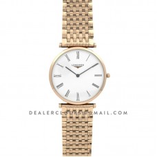 La Grande Classique De Longines 37mm White Dial in Rose Gold on Bracelet