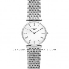 La Grande Classique De Longines 37mm White Dial in Steel on Bracelet