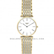 La Grande Classique De Longines 37mm White Dial in Yellow Gold on Two Toned Bracelet