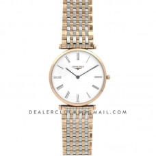 La Grande Classique De Longines 37mm White Dial in Rose Gold on Two Toned Bracelet