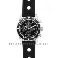 Superocean Heritage II Chronograph 46 Black Dial in Steel on Rubber Strap Superocean Heritage II Chronograph 46 Black Dial in Steel on Rubber Strap