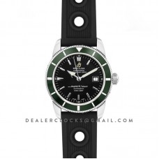 Superocean Heritage II B20 Automatic in Black Dial with Green Bezel on Rubber Strap