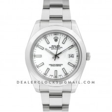 Datejust II 116300 White Dial Stick Markers