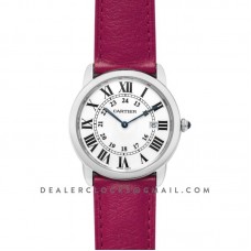 Ronde Solo de Cartier 36mm White Dial in Steel on Pink Leather Strap Ronde Solo de Cartier 36mm White Dial in Steel on Pink Leather Strap