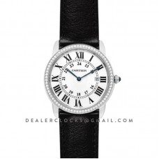 Ronde Louis Cartier Watch 36mm White Dial in White Gold on Black Leather Strap Ronde Louis Cartier Watch 36mm White Dial in White Gold on Black Leather Strap