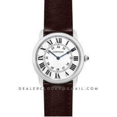 Ronde Solo de Cartier 36mm White Dial in Steel on Brown Leather Strap