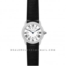 Ronde Louis Cartier Watch 29mm White Dial in White Gold on Black Leather Strap Ronde Louis Cartier Watch 29mm White Dial in White Gold on Black Leather Strap