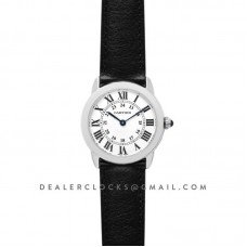 Ronde Solo de Cartier 29mm White Dial in Steel on Black Leather Strap