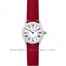 Ronde Solo de Cartier 29mm White Dial in Steel on Red Leather Strap