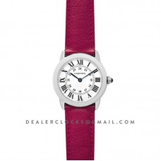 Ronde Solo de Cartier 29mm White Dial in Steel on Pink Leather Strap