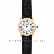 Ronde Solo de Cartier 29mm White Dial in Yellow Gold on Black Alligator Leather Strap