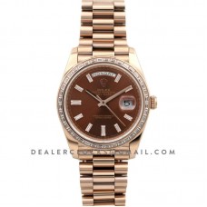 Day-Date 40 Everose Gold Diamond Bezel 228235 Chocolate Dial