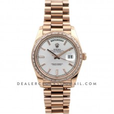 Day-Date 40 Everose Gold Diamond Bezel 228235 Silver Dial