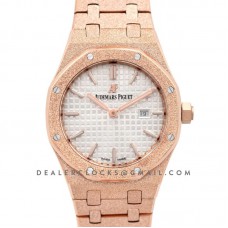 Lady Royal Oak 67650OR White Dial in Frosted Rose Gold