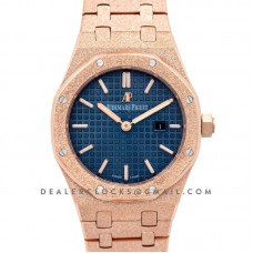 Lady Royal Oak 67650OR Blue Dial in Frosted Rose Gold