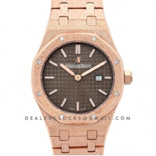 Lady Royal Oak 67650OR Brown Dial in Frosted Rose Gold