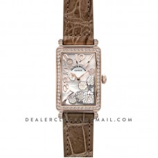 Long Island Peony in Rose Gold on Brown Leather Strap Long Island Peony in Rose Gold on Brown Leather Strap