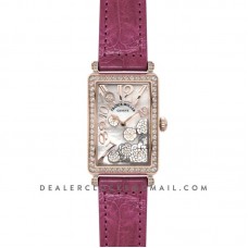 Long Island Peony in Rose Gold on Pink Leather Strap Long Island Peony in Rose Gold on Pink Leather Strap