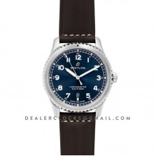 Navitimer 8 Automatic 41 Blue Dial in Steel on Brown Leather Strap Navitimer 8 Automatic 41 Blue Dial in Steel on Brown Leather Strap