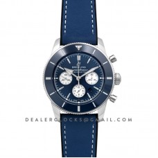 Superocean Heritage II B01 Chronograph in Blue Dial on Steel on Blue Leather Strap