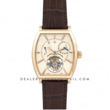 Malte Tourbillion Cream Dial in Rose Gold on Brown Leather Strap