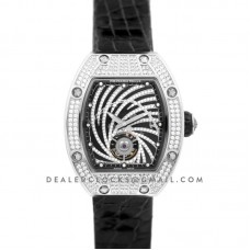 RM 051-02 Tourbillon Diamond Twister in White Gold on Black Strap