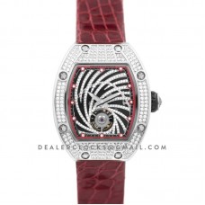 RM 051-02 Tourbillon Diamond Twister in White Gold on Red Strap