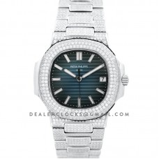 Nautilus Jumbo 5711 Blue Dial in Steel with Paved Diamonds Nautilus Jumbo 5711 Blue Dial in Steel with Paved Diamonds
