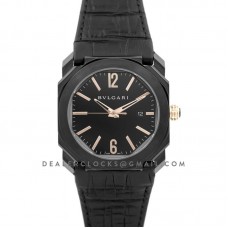 Octo Solotempo DLC Black Dial with Rose Gold Markers on Black Leather Strap Octo Solotempo DLC Black Dial with Rose Gold Markers on Black Leather Strap