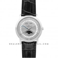 Blancai Villeret Quantieme Complet in Grey Dial on Black Leather Strap