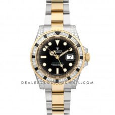 GMT Master II 116713 in Black Dial in Yellow Gold/Steel with Paved Diamond Bezel GMT Master II 116713 in Black Dial in Yellow Gold/Steel with Paved Diamond Bezel