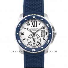 Calibre de Cartier Diver White Dial in Steel on Blue Bezel Calibre de Cartier Diver White Dial in Steel on Blue Bezel