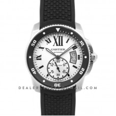 Calibre de Cartier Diver White Dial in Steel on Black Bezel Calibre de Cartier Diver White Dial in Steel on Black Bezel
