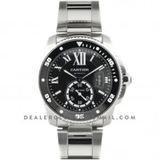 Calibre de Cartier Diver Black Dial in Steel Bracelet Calibre de Cartier Diver Black Dial in Steel Bracelet