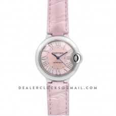 Ballon Bleu de Cartier 33mm Pink Dial in Steel on Pink Leather Strap Ballon Bleu de Cartier 33mm Pink Dial in Steel on Pink Leather Strap