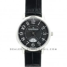Rendez-Vous Date Black Dial in Steel on Black Leather Strap