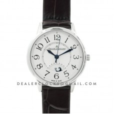 Rendez-Vous Date White Dial in Steel on Black Leather Strap