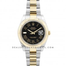 Datejust II 116333 Black Dial in Yellow Gold/Steel with Roman Markers