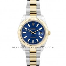 Datejust II 116233 Blue Dial in Yellow Gold/Steel with Stick Markers Datejust II 116233 Blue Dial in Yellow Gold/Steel with Stick Markers