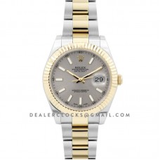 Datejust II 116333 Silver Dial in Gold/Steel with Stick Markers on Oyster Bracelet Datejust II 116333 Silver Dial in Gold/Steel with Stick Markers on Oyster Bracelet