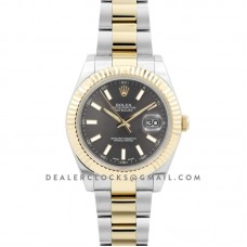 Datejust II 116333 Grey Dial in Yellow Gold/Steel with Stick Markers on Oyster Bracelet